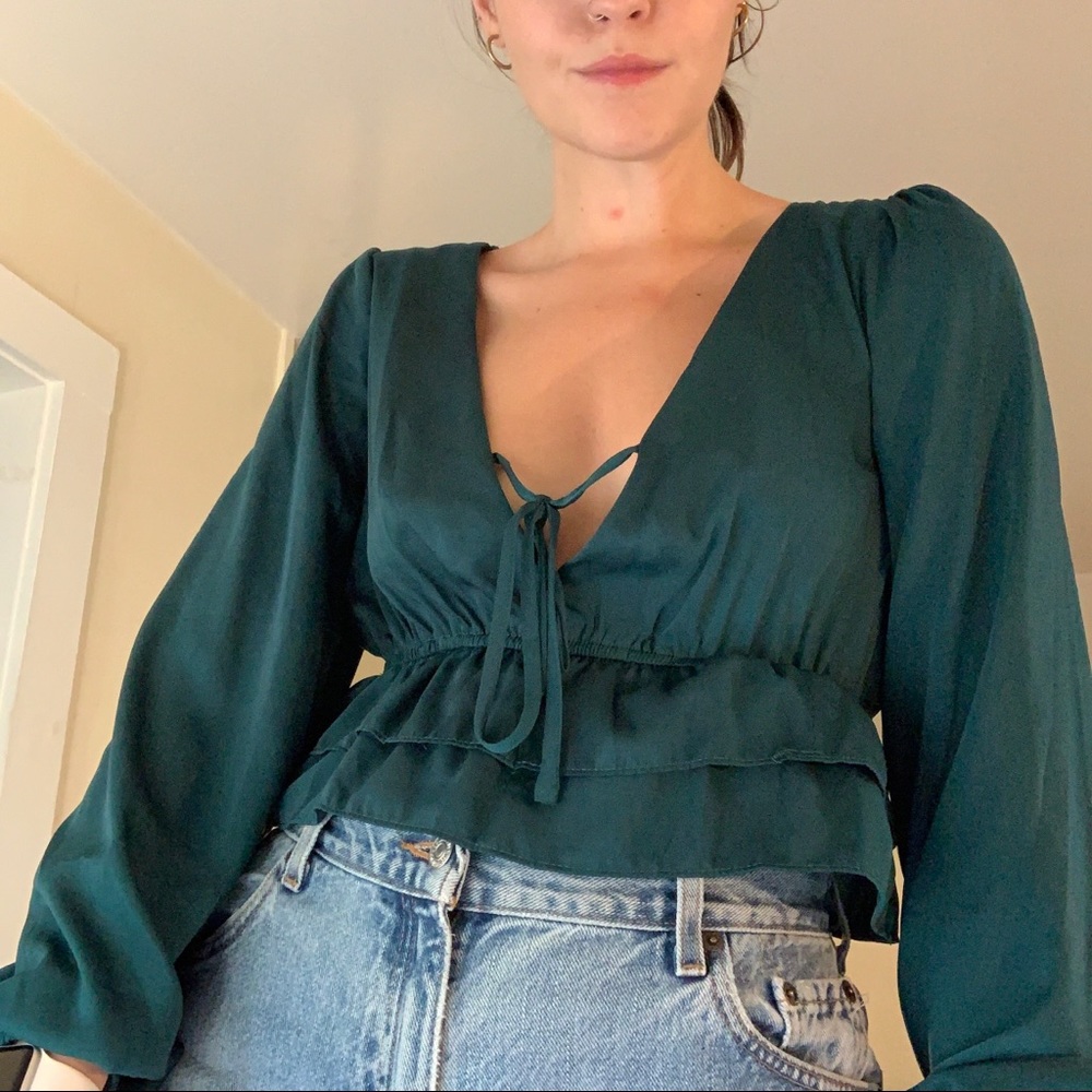 Forever 21 Emerald Peplum Top
